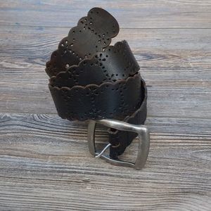 Leather Flower Laser Cut Out Belt